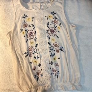 Floral stitch tank top